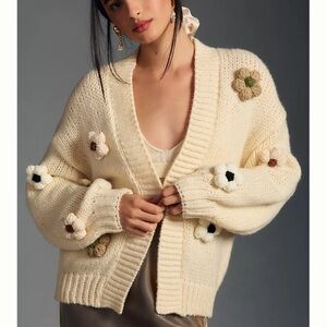 Anthropologie Susannah 3D Flower Cardigan
